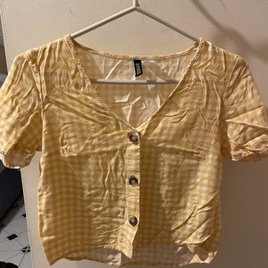 H&M yellow button up blouse